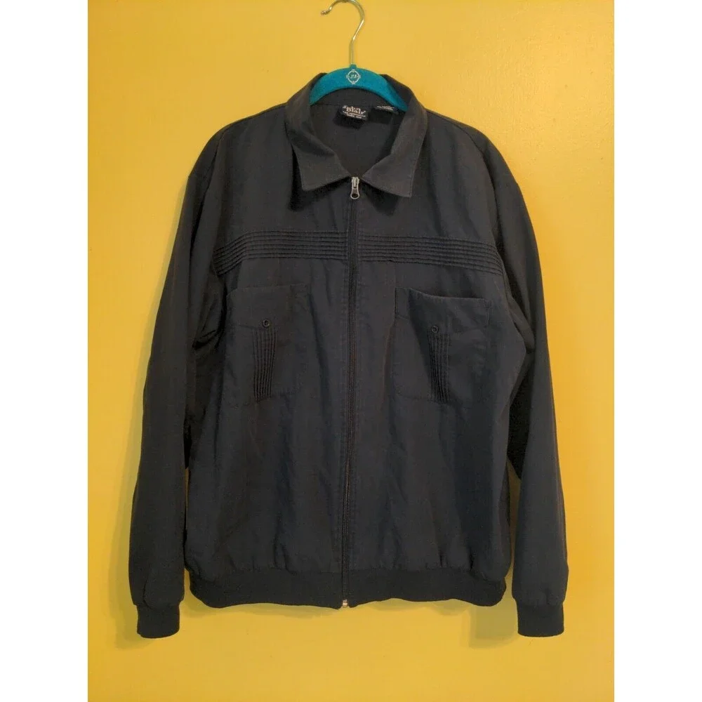 Vintage John Blair Jacket Men's Full Zip Collar 80s Blue Pocket Norm XL XLarge